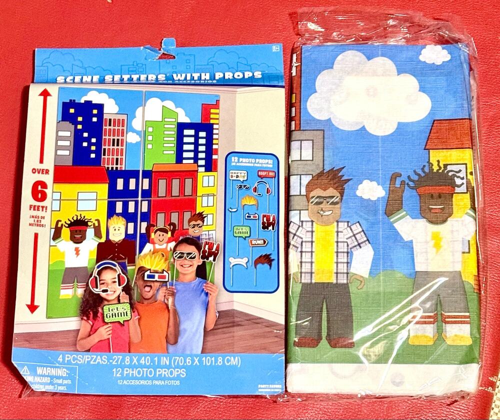 Amscan Party Town Scene Setter video game backdrop photo booth props tablecloth